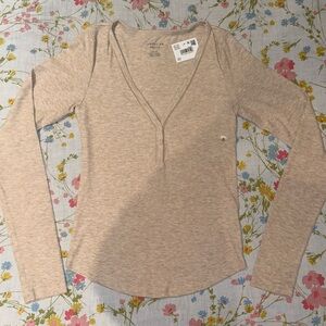 Women's Long Sleeve Beige Top